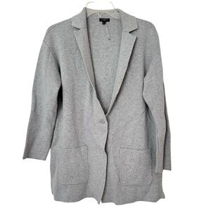 Talbots Gray Cotton Blend Front Pockets Long Cardigan Size LP